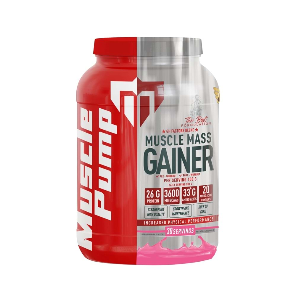 Muscle Pump Muscle Mass Gainer Çilek 3000 Gr